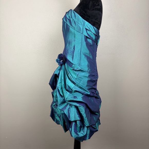 Impression Bridal Prom Dress Size 10 Teal Iridescent Taffeta Y2K Formal Sorority - Picture 3 of 16